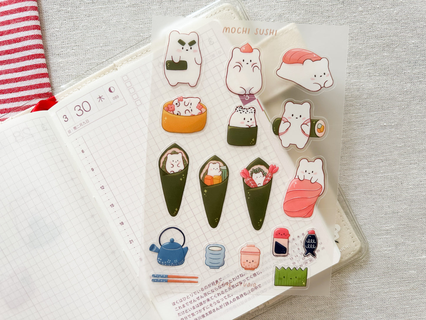 Mochi Sushi Clear Sticker Sheet