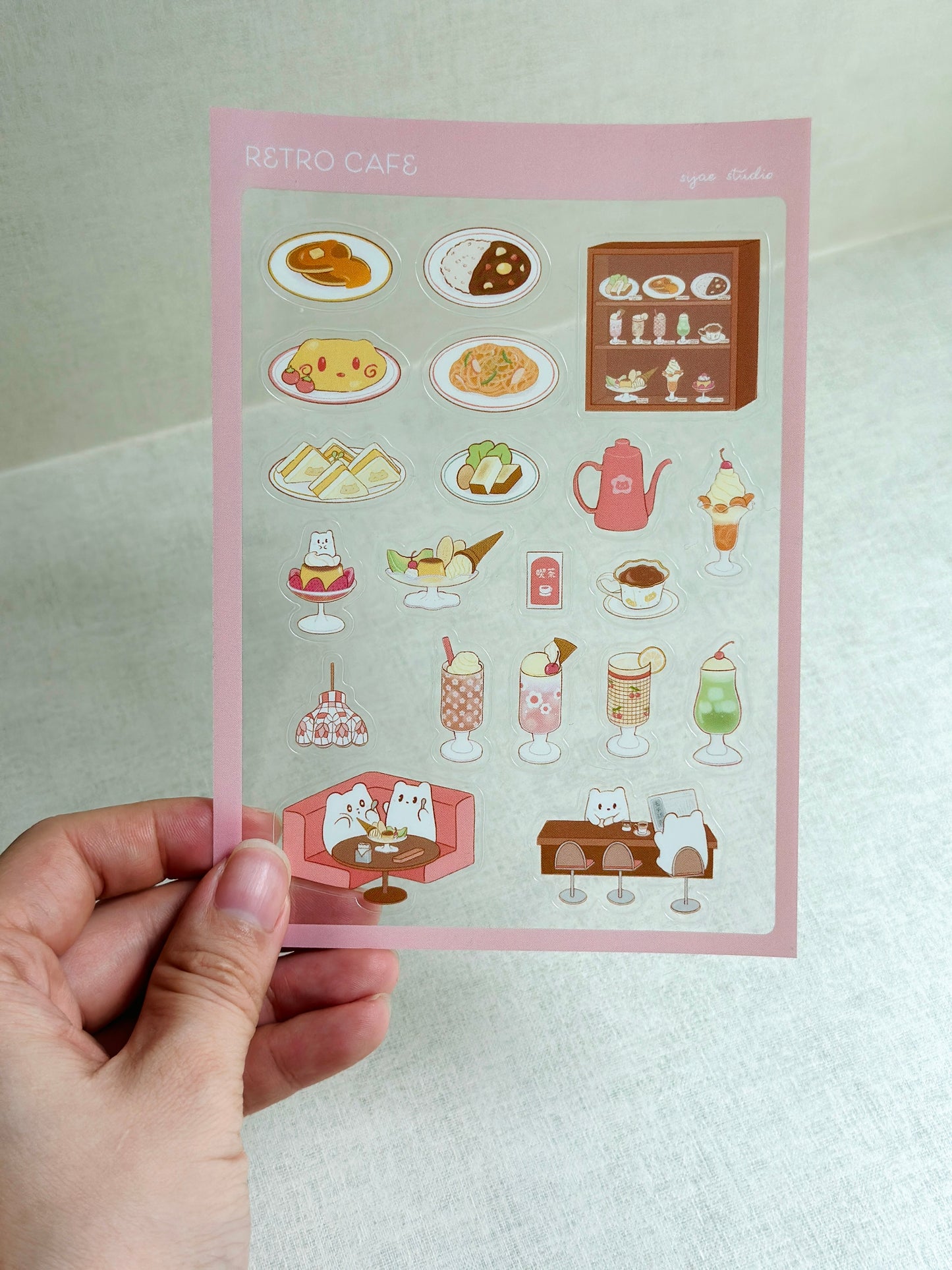 Retro Cafe Clear Sticker Sheet