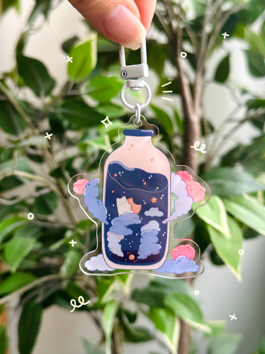 Sleeping in a Bottle Acrylic Keychain