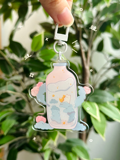 Sleeping in a Bottle Acrylic Keychain