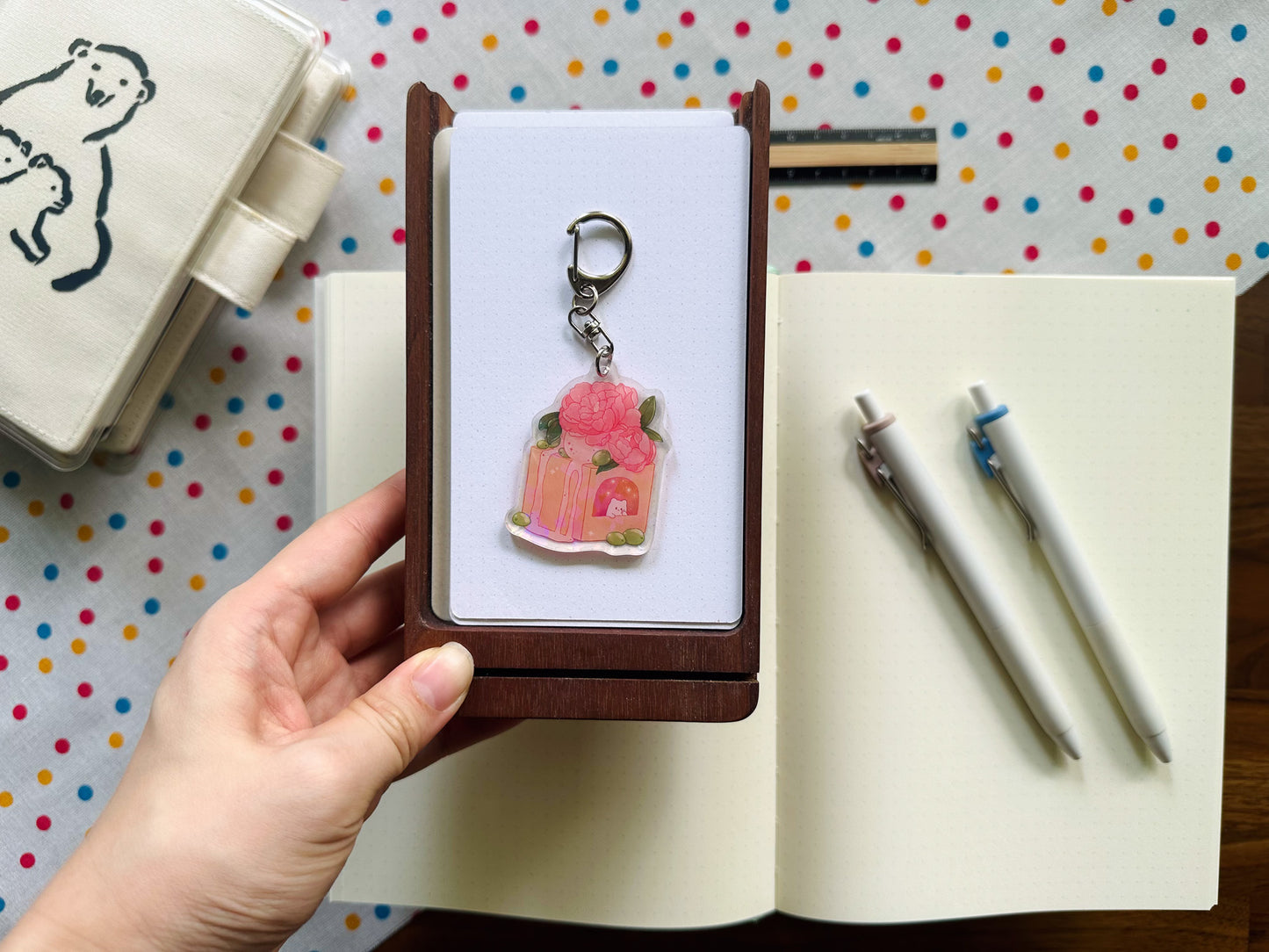 Peonies Toast Holographic Keychain