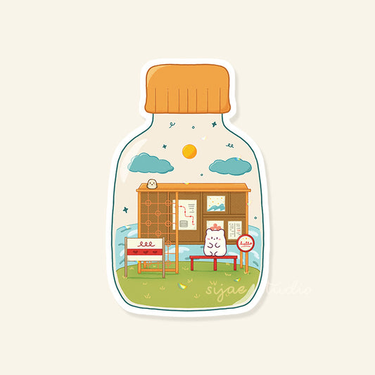 Bus Stop in a Bottle Sticker