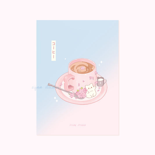 Sakura Coffee Art Print