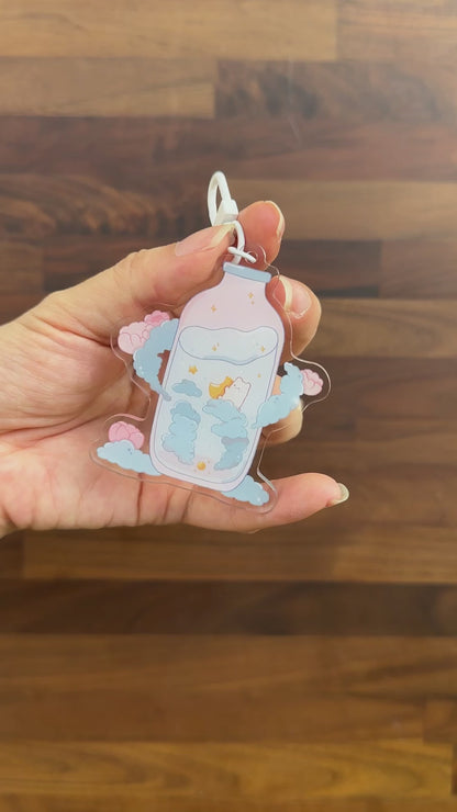 Sleeping in a Bottle Acrylic Keychain