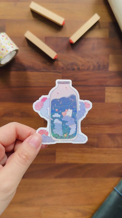 Sleeping in a Bottle Glitter Sticker