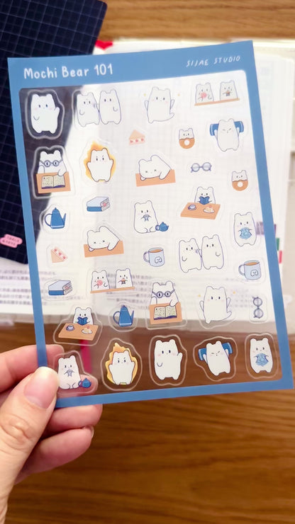 Mochi Bear 101 Clear Sticker Sheet