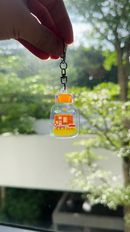 Bus Stop Holographic Keychain