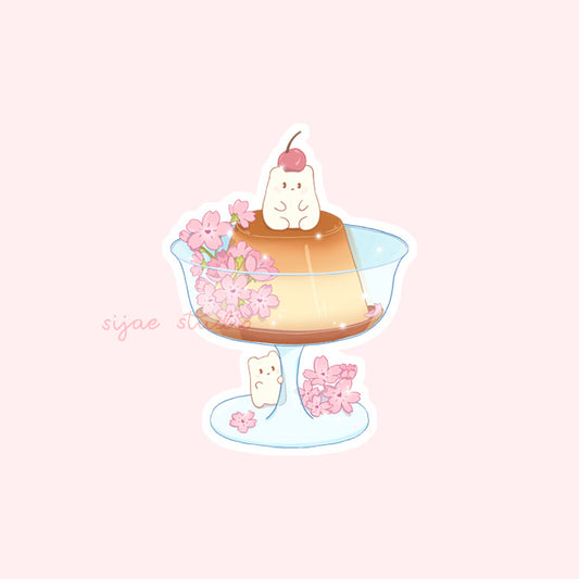 Sakura Pudding Glitter Sticker