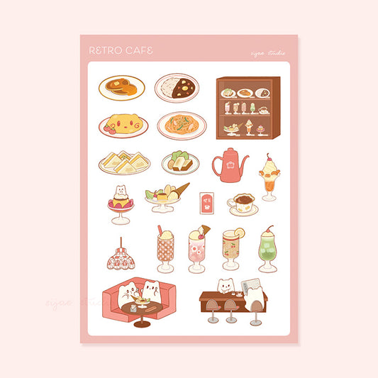 Retro Cafe Clear Sticker Sheet