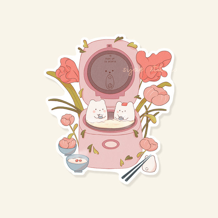 Spa Time in a Rice Cooker Sticker