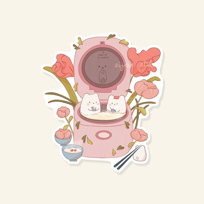 Spa Time in a Rice Cooker Sticker