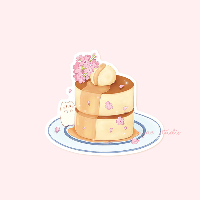 Sakura Pancake Glitter Sticker