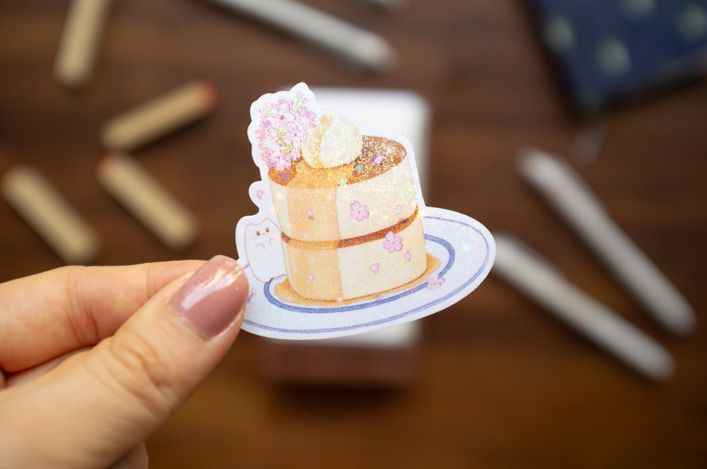 Sakura Pancake Glitter Sticker