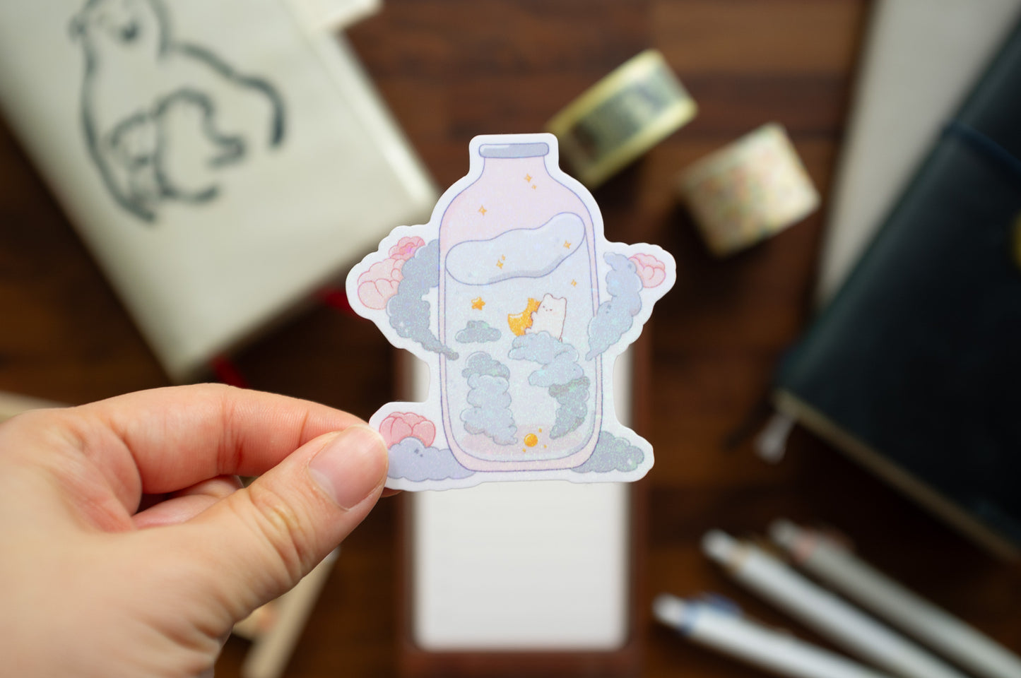 Sleeping in a Bottle Glitter Sticker