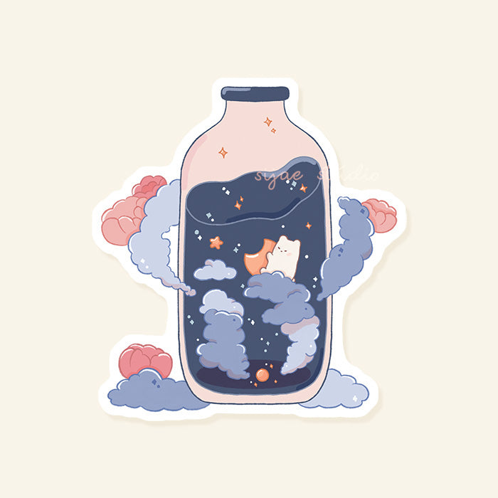 Sleeping in a Bottle Glitter Sticker