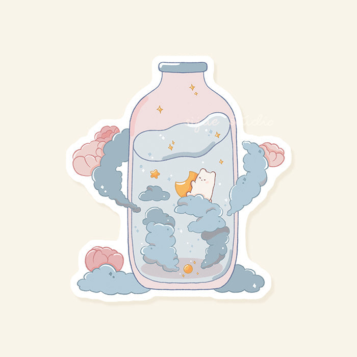 Sleeping in a Bottle Glitter Sticker