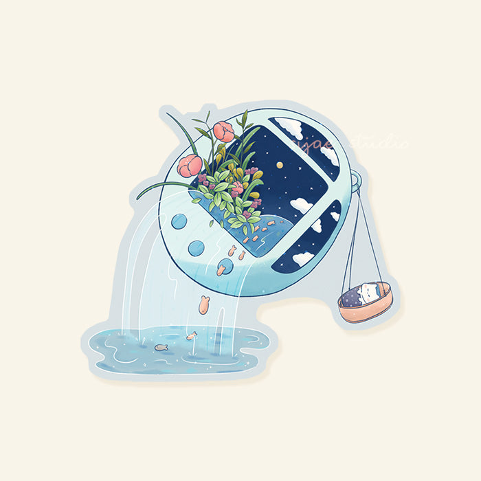 Rockabye Tamagotchi Glitter Sticker